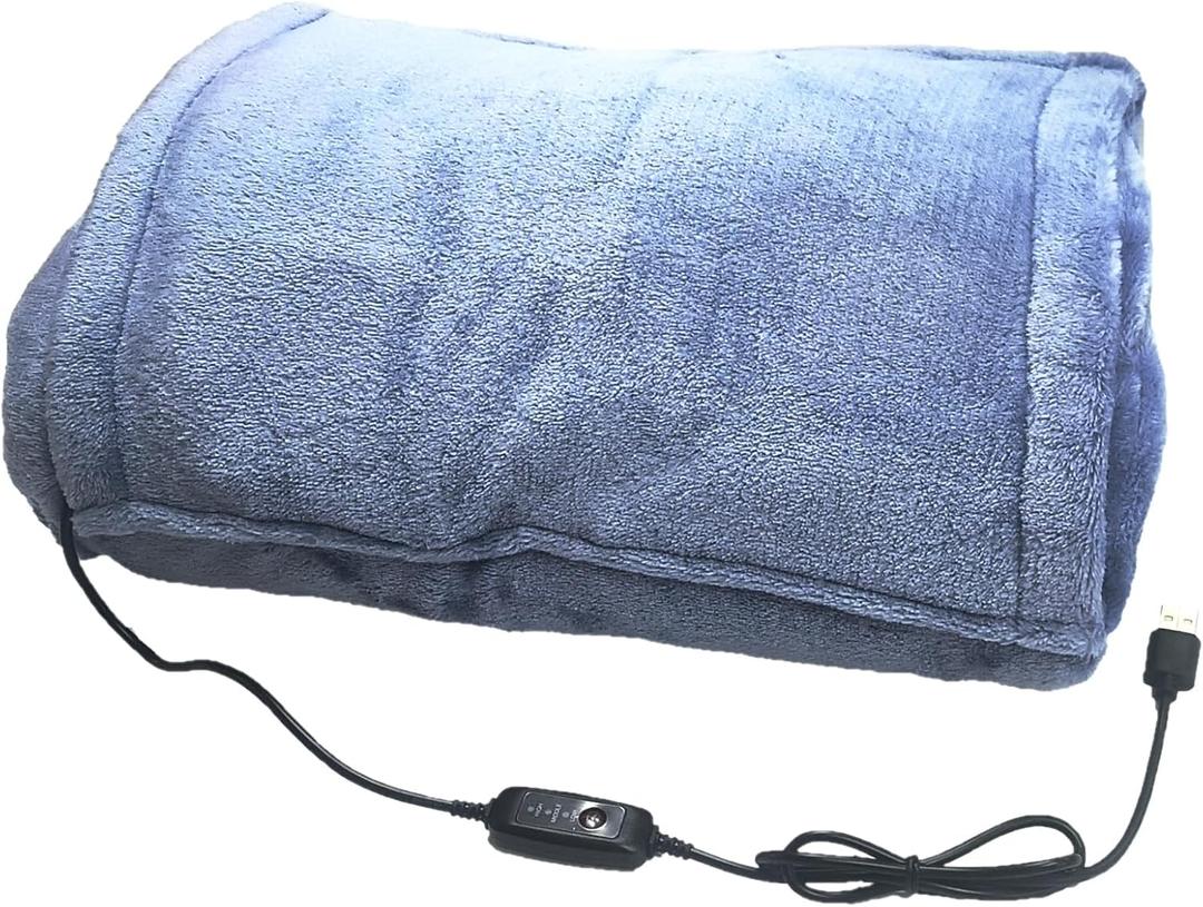 Kirkwood Kitchen Heated Blanket with USB Power, Soft Portable Outdoor Blanket, Stadium Blanket, Picnic Blanket, for Traveling, Camping, Hiking & Outdoor Activities or Wheelchair Use, Washed Blue