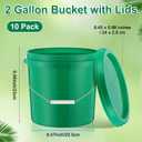 Tioncy 10 Pcs 2 Gallon Plastic Bucket with Lid Heavy Duty 2 Gallon Bucket Pail with Lid Handle for Storage Container Home Household Cleaning (Green)