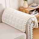 Smiry Couch Cover for Dogs, Non Slip Fuzzy Pet Sofa Arm Covers Washable for Armrest & Backrest, Soft Thick Furniture Protector for Cats Dogs, Against Fur, Dirt (Beige, 27.6"x27.6")