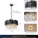 A AXILIXI Modern Crystal Chandelier Black Round Chandelier for Dining Room, Drum Pendant Light Fixture 7-Light 20” Luxury Ceiling Light Contemporary for Entryway Foyer Bedroom