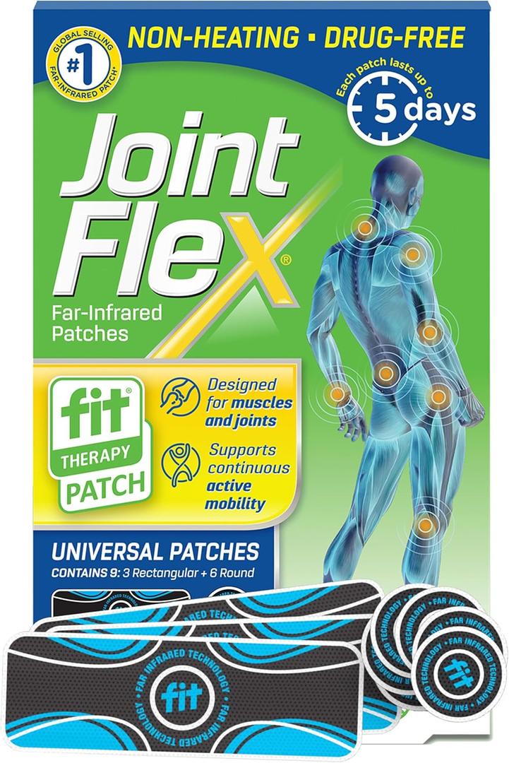 JointFlex FIT Therapy Far Infrared Universal Patch, Supports Continuous Active Mobility for Muscles & Joints, up to 5 Days/Patch, Water Resistant, Non-Heating, Drug-Free, 9-ct, 3 Rectangular/6 Round JointFlex FIT Therapy Far Infrared Universal Patch, Supports Continuous Active Mobility for Muscles & Joints, up to 5 Days/Patch, Water Resistant, Non-Heating, Drug-Free, 9-ct, 3 Rectangular/6 Round
