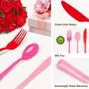 153 Pcs Pink Plastic Silverware Heavy Duty Disposable Tableware Sets Includes Spoons Forks Knives for Mother's Day, Birthday, Bachelor Party, Baby Shower