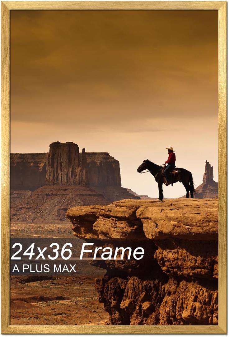 A PLUS MAX 24x36 Picture Frame Gold Light Weight Wall Mount