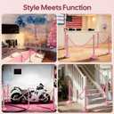6 Pack Pink Stanchions and Velvet Ropes Set, Stainless Steel Crowd Control Barriers, 3Pcs Pink Ropes and Poles for Party Supplies,Prom,Birthday,Business,Wedding,Baby Shower, Bridal Shower,Anniversary
