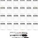 Hexagon Glass Jars by Nellam - 6oz, 24 Pack. Includes 48 Chalk Sticker Labels and 2x Chalk Pen. DIY Jars for Canning, Party Favors, Jams, Sauces, Herbs, Spices. (Silver Lid - 24 Pcs)