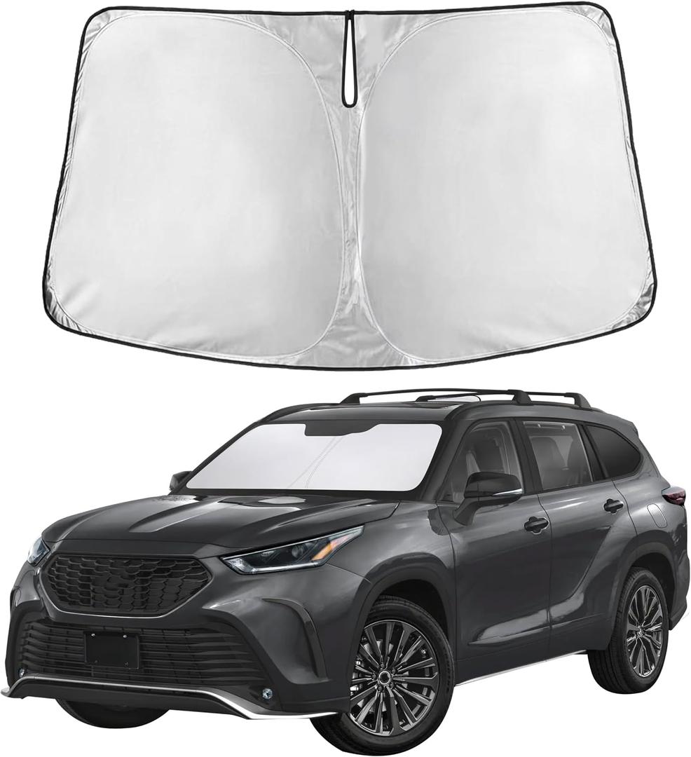 EcoNour Windshield Sunshade Compatible for Toyota Highlander 2020-2024 2025 2026, Sun Visor for Front Windshield & Window Sun Shade Cover, UV Heat Blocker & Protector, Car Accessories