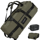 STOVER 100L Rolling Duffel Bag with Wheels, X-Large 35 Inch Durable Travel Duffle + Toiletry Bag, Heavy Duty, Packable w/Shoulder Straps- Use as Luggage or Backpack, Men/Women (Green)