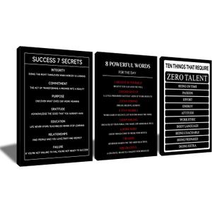 Motivational Wall Decor Posters Inspirational Wall Art Success 7 Secrets Printed on Canvas Positive Affirmation Quotes Picture Painting for Modern Gym Office Workplace Wooden Framed [48''W x 24''H]