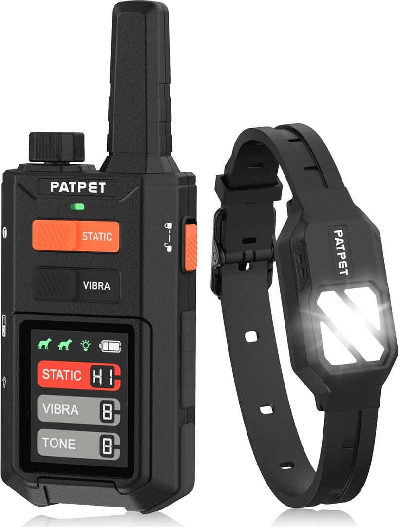 PATPET Dog Training Collar with Night Lights - 4200FT Waterproof E Collar for Dogs Training for Large Medium Dogs, Rechargeable Dog Electric Training Collar 119 Levels with 4 Training Modes (Black)