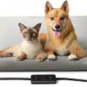 Toozey Large Heated Pet Mat 35x24 in - Waterproof, Chew Resistant, 6 Temp Settings with Timer, Indoor Use for Dogs and Cats (Grey)