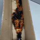 (2) Halloween Artificial Mini Trees with Stand, 18 Inches Orange and Black Tinsel Branches Sturdy Base Spooky Indoor Decoration Haunted House Props Tabletop Accents Party Decor Creepy Display