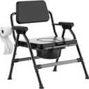 Extra Wide Bariatric Bedside Commode Chair, 600 lb Heavy Duty Portable Toilet for Adults & Seniors, Foldable Commode Chair with Tool-Free Assembly, Enlarged Seat, Bucket & Lid for Elderly Disabled