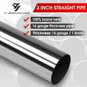 JY PERFORMANCE 3 Inch Universal Custom Exhaust Straight Pipe Stainless Steel T304 Tubing Piping | 47.3 Inch Long (3 Inch OD-2PCS)