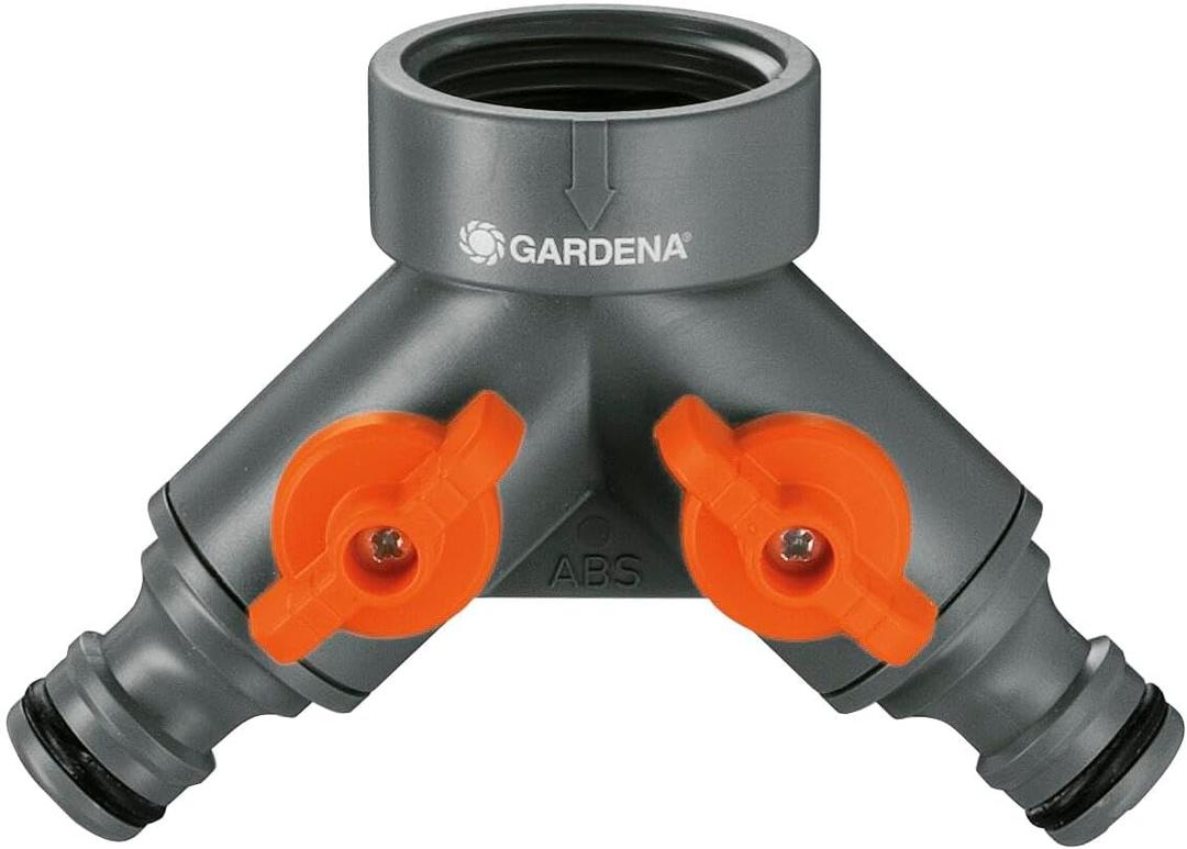 GARDENA (36938) Garden Hose Y-Valve With Flow Control Valves, Connect 2 Hoses to 1 Tap, Made in Germany