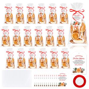 Demonwer 100 Set Christmas Potpourri Cellophane Bags Potpourri Gift Bags Simmer Instruction Tags and Ribbon DIY Crafting Kit for Xmas Winter Holiday Party Gift Decor(100)