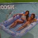 SLOOSH Inflatable Tanning Pool Lounger Float, 85" x 57" Extra Large Pool Floats Adult with Pillow, 4 in 1 Suntan Tub Raft Floatie, Sunbathing Bed Lounge for Water Blow Up Ball Pit Party Gifts, XL, Blue