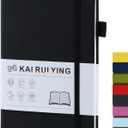 KaiRuiYing Lined Journal Notebook, 160 Pages, 5.5'' 8.6'' A5 Size, College Ruled, 100 GSM Thick Paper, Leather Hardcover Journal for Men & Women for Writing, Work, Office, Diary and Back to shcool (Black)