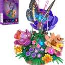 JMBricklayer Butterfly Building Set with Light for Adults, Botanical Flowers Collection Building Blocks Set, Creative Birthday Valentine's Day Gift for Women Mom Girlfriend Wife