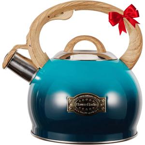 Hauce Radio Tea Kettle, Whistling Stovetop Teapot Food Grade Stainless Steel Tea Kettles for Stove Top with Anti-hot Ergonomic Handle,Kettle Spout for Tea, Coffee or Milk, 2.1 Quart Tea Pots (Dark Blue)