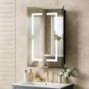 16"X24" Bathroom Medicine Cabinet with Mirror, LED Lighted Medicine Cabinet with Anti-Fog, 3 Colors Temperature Stepless Dimmable, Metal Cabinet for Storage and Mordern Decor, Black