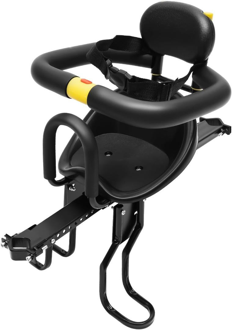 Kids Bicycle Seat, Adjustable Seat with Safety Foot Pedal Suitable Belt and Bike Seat for All Types Bicycles, 100kg Load-Bearing Capacity