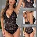 Buitifo Women Lace Bodysuit One Piece Babydoll Backless Mini Teddy V Neck Lingerie (L)