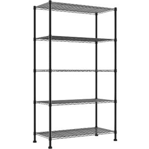 REGILLER 5-Wire Shelving Metal Storage Rack Adjustable Shelves,17.7" D35.4" W72.3" H Standing Storage Shelf Units for Laundry Bathroom Kitchen Pantry Closet (Black)