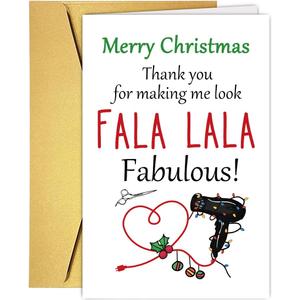 2 x Funny Hair Stylist Beautician Christmas Card, Cute Christmas Appreciation Card for Beauty Shop Worker Hairdresser, Beautician Hair Stylist Xmas Holiday Thank You Cards for Him Her (#13)