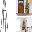 Obelisk Trellis for Climbing Plants Outdoor,6 Ft Garden Trellis for Potted Plants, Metal Trellis with Anti-Rust Coated for Potted Plants Indoor, Plant Support for Vegetables, Vines (Black)