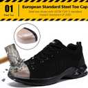 Tinefiy Steel Toe Shoes for Women Lightweight Safety Shoes Air Cushion Comfortable Slip Resistant Indestructible Womens Puncture Proof Work Shoe (Black)
