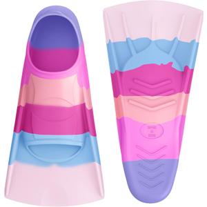 Gintenco Swim Fins, Kids Swim Training Fins for Lap Swimming, Travel Size Flippers with Mesh Bag, Silicone Swimming Fins for Kids Teens Adults Women Men
