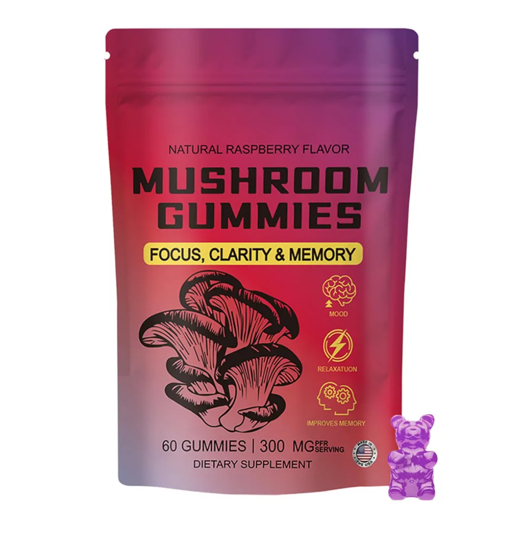 Mushroom Gummies, Sky Mushroom Daily Gummies, Pure Mushrooms Chewable Supplement–Herbal Blend with Ashwagandha&12 Mushrooms for Focus, Energy & Sleep Support | No Sugar, Vegan|60 Gummies, Best By: 05.2027
