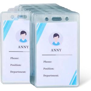 Amazon Basics Vertical Clear Plastic ID Badge Holders, 2.55" x 4.41", Pack of 50