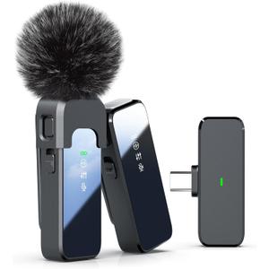 Wireless Lavalier Microphone for iPhone 15 16 & Android with Noise Cancellation, 100ft Transmission, 18H Battery Life, USB Type-C Wireless Lapel Microphone for Video Recording, Vlog, Streaming