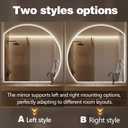 Niccy Half Moon LED Mirror for Bathroom, 32" Backlit + Front Lit Lighted Semi Round Makeup Mirrors for Wall, Anti-Fog, Dimmable 3-Colors, Memory Function, Shatterproof Smart Vanity Mirror