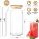 2 Pack Halloween Ghost Iced Coffee Glass Tumbler Cups with Lids and Straws - 16Oz Spooky Halloween Ghost Glass Tumbler Gifts With Pink Bow-knot for Women, Girls, Kids