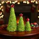 Soulchen 3 Pcs Lime Green Christmas Tree Tabletop Mini Green Cone Christmas Tree Centerpiece Artificial Yarn Elf Decorations for Home Ornaments Xmas Party Supplies Holiday Table