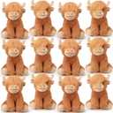 12 Pcs Stuffed Animal Stuffed Plush Toys 6 inch Realistic Soft Decor Doll for Stress Relief Boys Girls Birthday Favors Gifts Forest Party Decor (Highland Cows)