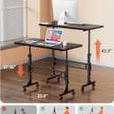 Amztabler Small Standing Desk Adjustable Height, Mobile Stand Up Desk with Wheels, 32 Inch Portable Rolling Desks Conference Room Tablesf for Walking Pad Treadmill Black