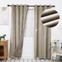 INLINAS Velvet Blackout Curtain - Luxurious Softness with Light Control, Thermal Insulated, Noise Reduction, Energy Saving Set of 2 Panels, Khaki, 52W x 63L Inch