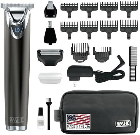 Wahl Stainless Steel Lithium Ion 2.0+ Slate Beard Trimmer for Men - Electric Shaver, Nose Ear Trimmer, Rechargeable All in One Men's Grooming Kit - Model 9864