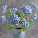 Waipfaru 4PCS Hydrangea Artificial Flowers, Real Touch Flowers, 26.8" Faux Hydrangea Flowers, Latex Real Touch Hydrangeas, Fake Flowers for Home Decor Party Bouquet Wedding Decoration, Blue
