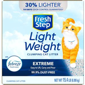Fresh Step Clumping Cat Litter, Lightweight, Extreme, Long Lasting Odor Control Kitty Litter with Activated Charcoal, Low Dust Formula, 15.4 lb 