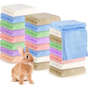 24 Pcs Guinea Pig Fleece Bedding Blankets Bulk Washable Small Animal Fleece Cage Liners Pet Wash Cloth Sleeping Mat Cover for Hamster Chinchilla Rabbit Hedgehog(13.8 x 29.5 Inch,Multicolor)