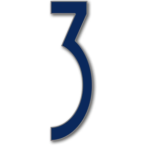 House Number 3 AVENIDA Door Numbers Modern Floating House Number Acrylic incl. Fixings, Colour: Navy, Size:25cm / 9.8'' / 250mm