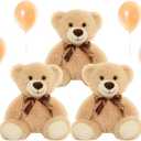 3 Pcs Teddy Bears Bulk 13 Soft Cuddly Stuffed Bear Stuffed Animal Cute Plush Toy Birthday Graduation Mothers Day Wedding Party Gifts Light Brown