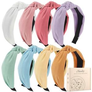 obeoby 8Pcs Girls Headbands, Knotted Headbands for Teen Girls Outdoor Outfit Light Multicolor Series Summer Hairband Hair Accessories Trendy Stuff