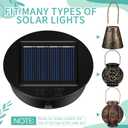 Jeyiour 12 Pack Solar Light Replacement Tops Replacement Solar Light Parts Waterproof LED Panel Lantern Lid Outdoor Top Kit for Hanging Lanterns Patio Decor(3.15 in)