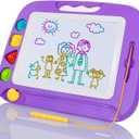 SGILE Large Magnetic Drawing Board - 4 Colors 1613in Writing Painting Doodle Pad with 4 Stamps for Toddlers, Learning Educational Toy Etch Sketch Gift for 36+ Month Kids Girls Boys, Purple (17"W x 12.5"H)