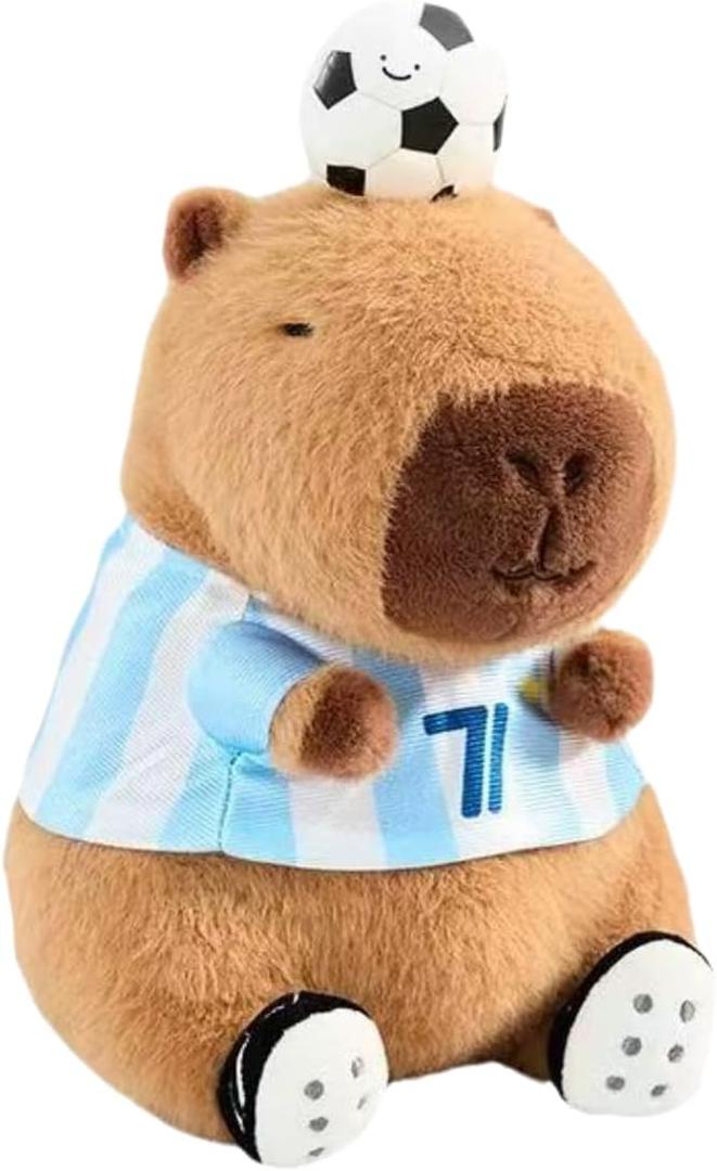 RichRabbit Cute Capybara Plush Toy Soccer Soft Plush Toy Cute Kids Gift Brown 9 Inch